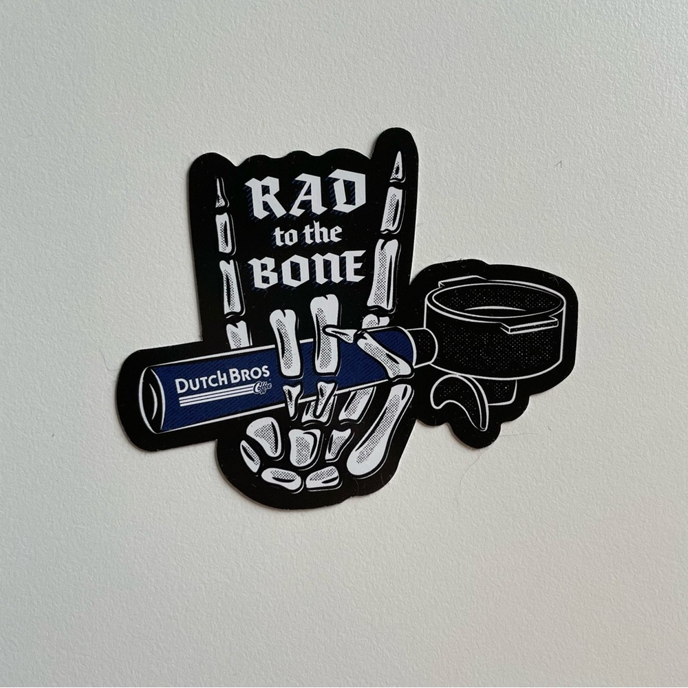 Dutch Bros Coffee February 2026 Rad to the Bone Black & White Sticker